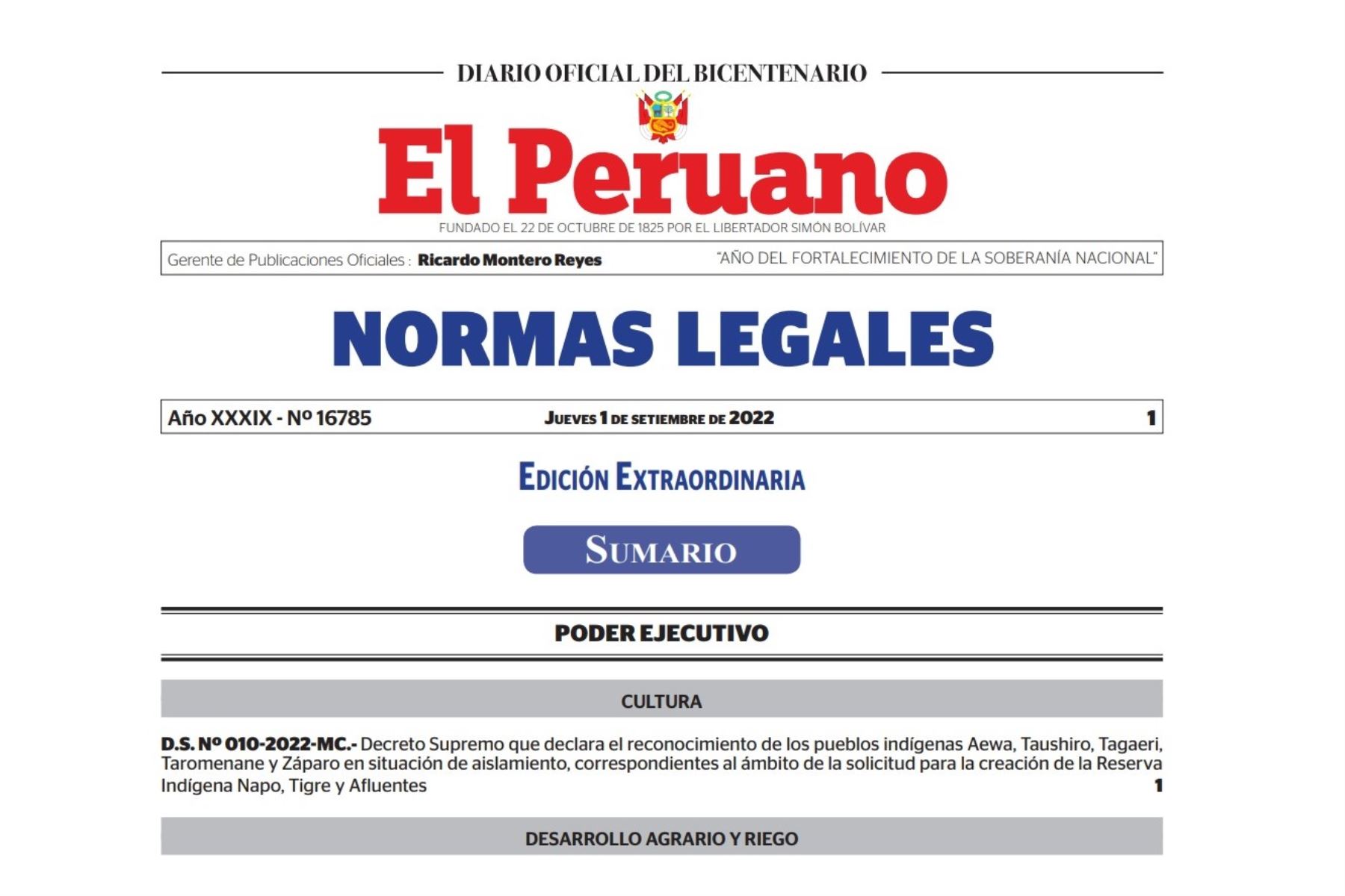 Normas Legales del Diario Oficial El Peruano