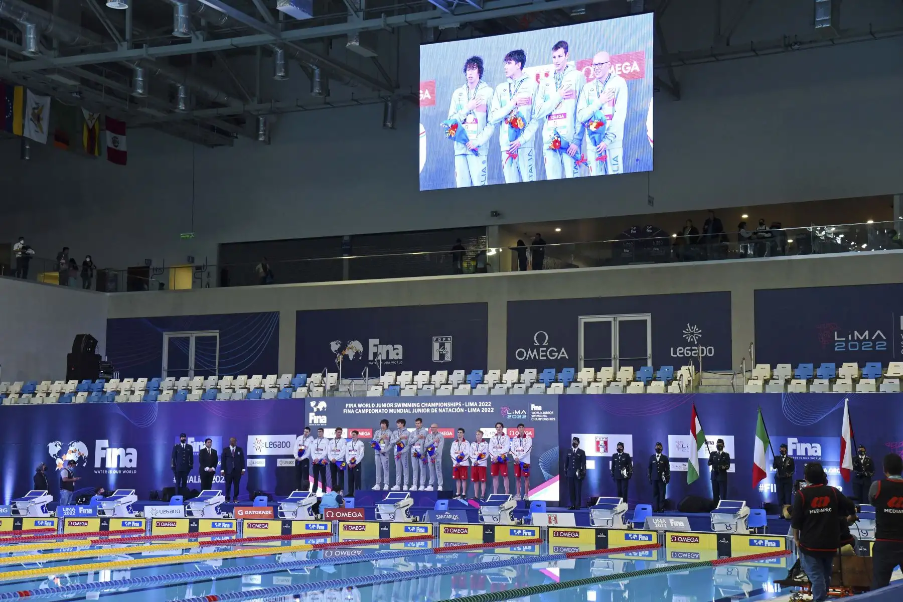 En la sede del Centro Acuático de Legado Videna se viene desarrollando el Mundial Junior de Natación Lima 2022 donde compiten más de 900 deportistas de 93 países, este torneo llega al Perú gracias al trabajo coordinado de Legado y la Federación Peruana de Natación. Foto: Legado