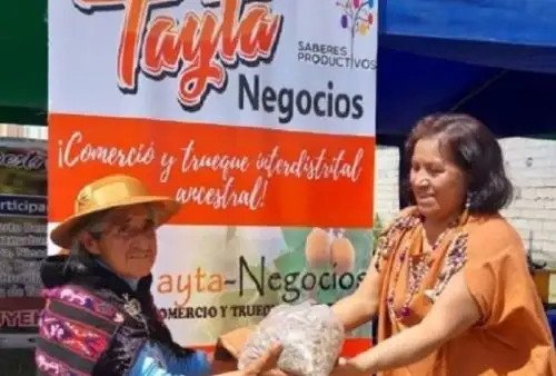 El trueque, legendario intercambio de productos y componente fundamental de la cosmovisión andina, aún se practica en zonas rurales del país, y la plataforma web Tayta Negocios, implementada por la Unidad Territorial Pasco, del Programa Nacional de Asistencia Solidaria Pensión 65, del Ministerio de Desarrollo e Inclusión Social, ha refrescado su naturaleza de comercio equitativo y satisfacción mutua.