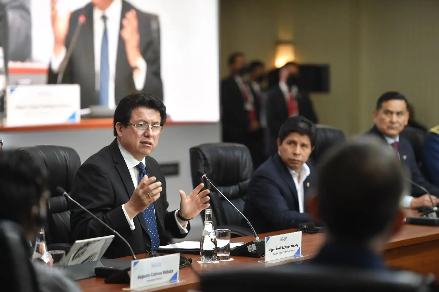 Presidente de la república Pedro Castillo, Junto al Canciller Miguel Ángel Rodríguez Mackay, inauguraron hoy la I Conferencia Latinoamericana y del Caribe sobre Operaciones de Paz de las Naciones Unidas.
Foto: Presidencia Perú