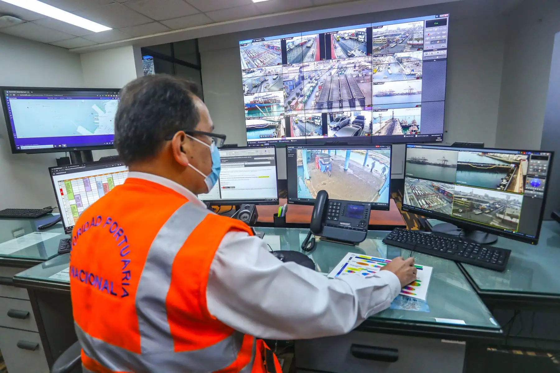 Centro de Control y Respuesta a Emergencias brinda seguridad y agiliza la cadena logística portuaria del Callao.
Foto: MTC