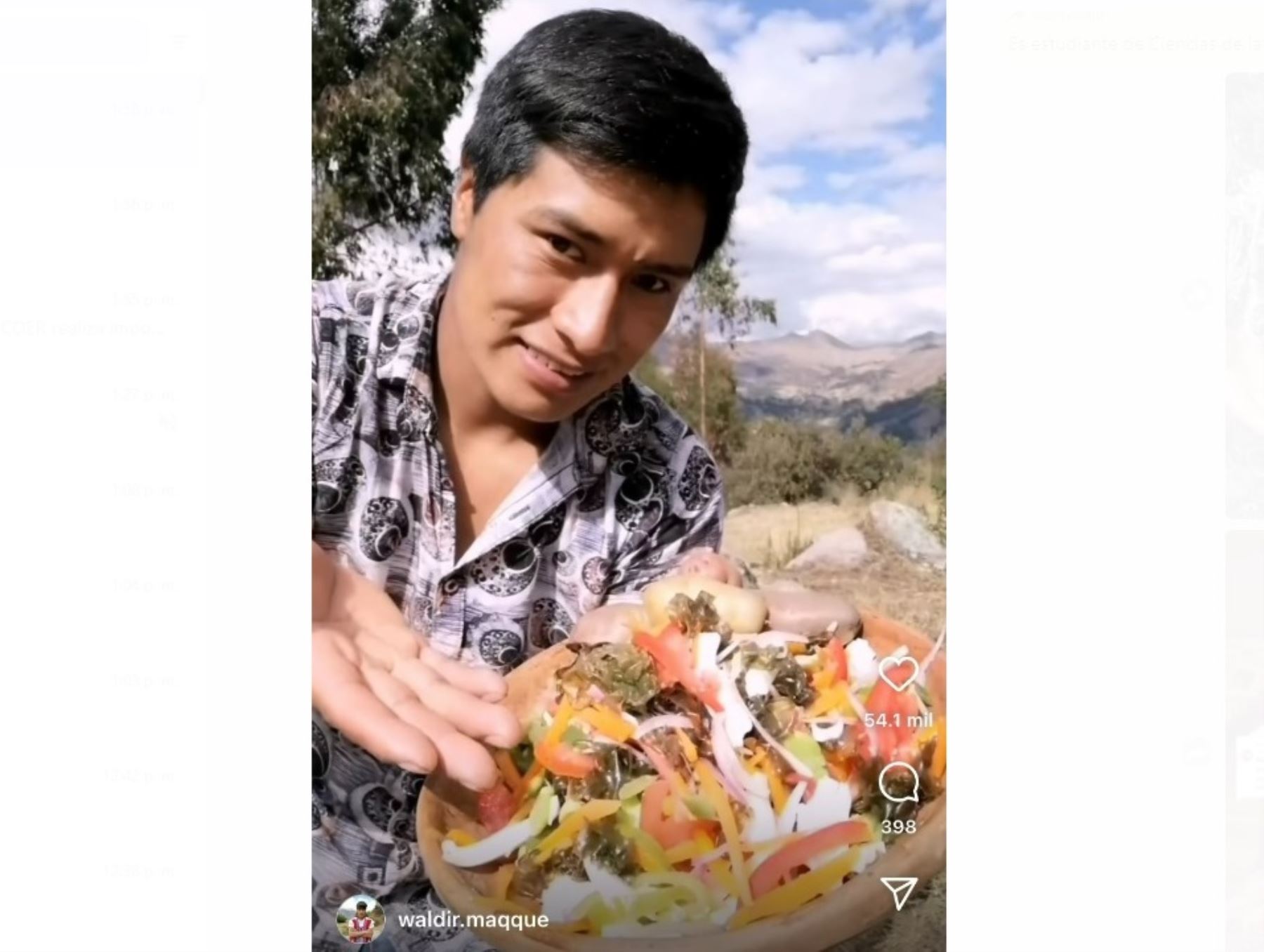 Waldir Maqqe es un joven cocinero cusqueño que es sensación en Instagram y TikTok, Desde Viacha, una comunidad ubicada en Pisac, Cusco, prepara platos tradicionales que cautivan a sus seguidores.