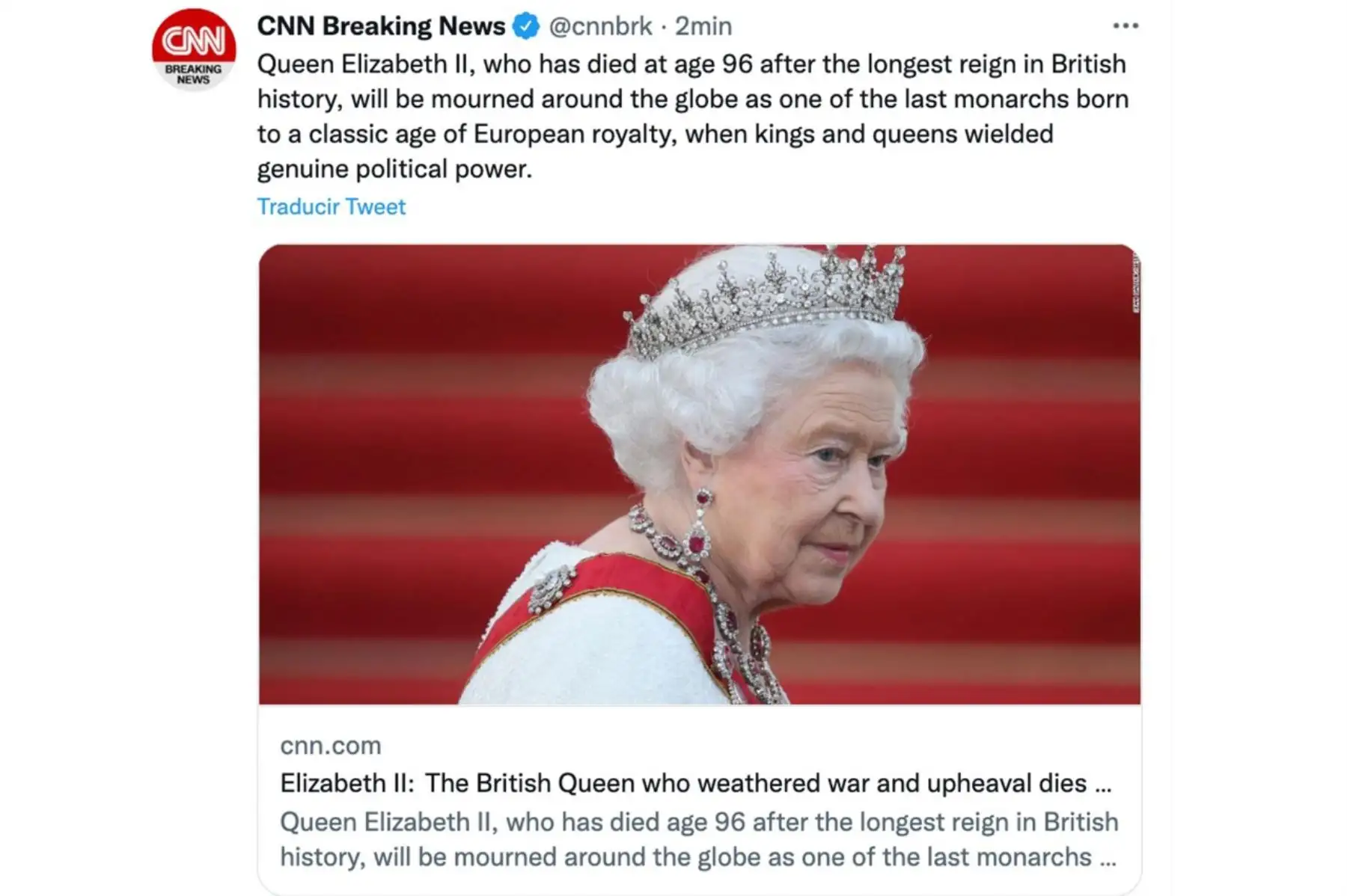 Falleció la reina Isabel II a los 96 años. CNN Internacional