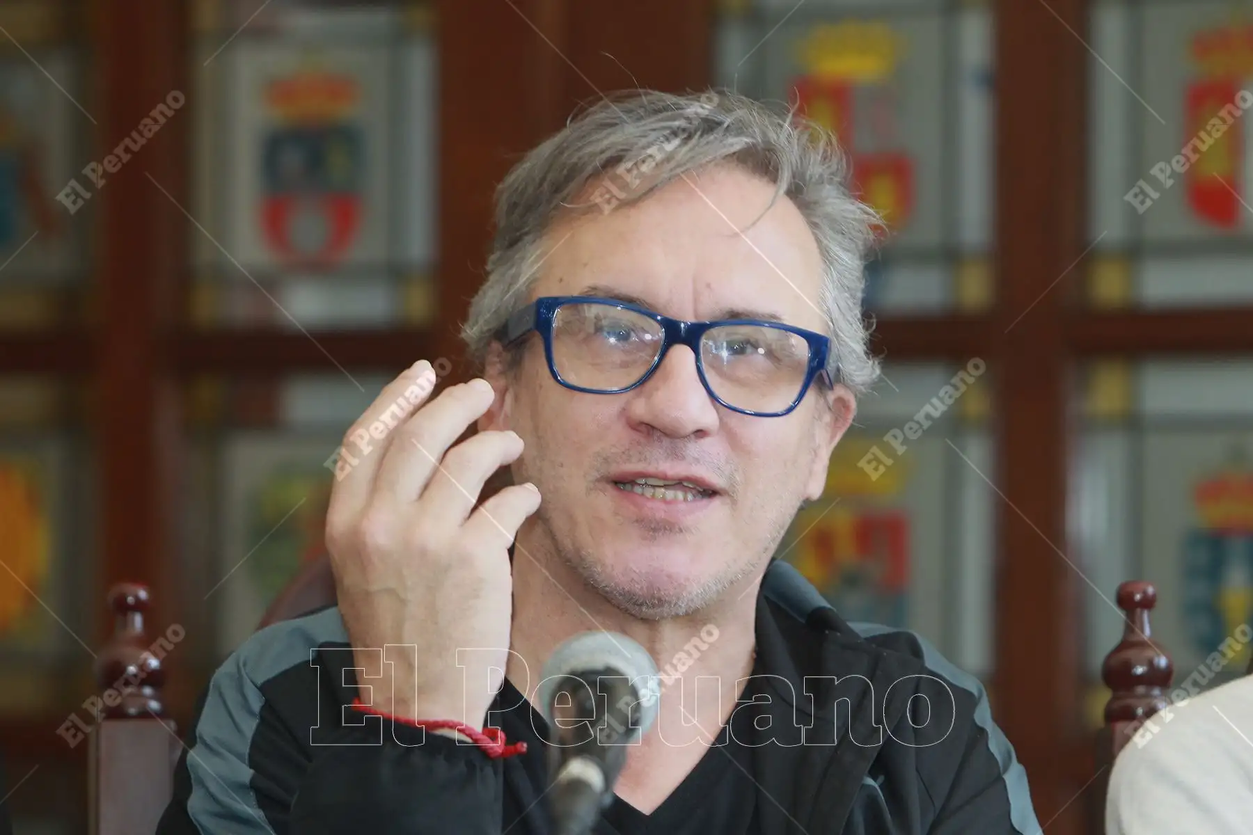 Marciano Cantero, líder de Enanitos Verdes, en una conferencia de prensa donde anuncia concierto junto all grupo Hombres G en el Jockey Club del Perú. Foto: ANDINA/Héctor Vinces.