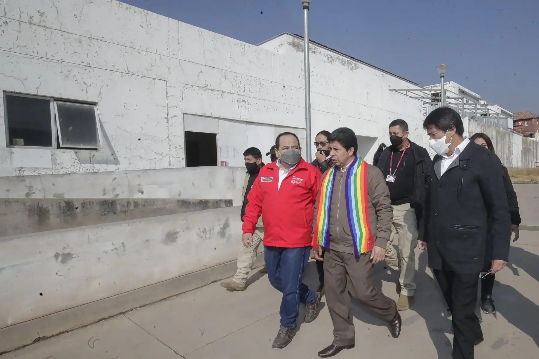 Presidente Pedro Castillo realiza visita inopinada e inspecciona construcción de Hospital Antonio Lorena en Cusco. Foto: ANDINA/ Prensa Presidencia