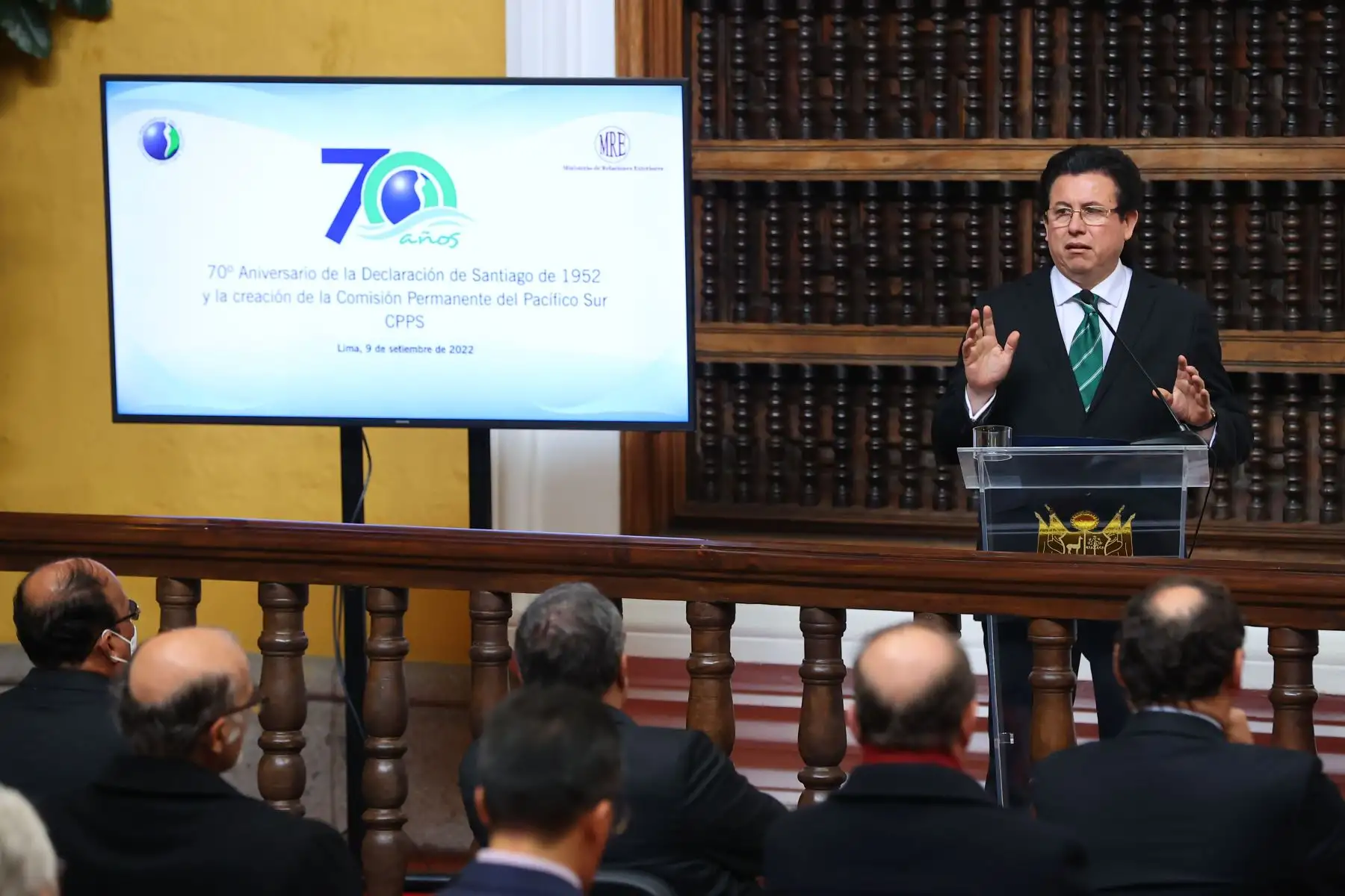 Altos dignatarios de Chile, Colombia, Ecuador, Panamá y el Perú, se reunieron en Lima para conmemorar el 70° Aniversario de la Declaración de Santiago de 1952 y la creación de la Comisión Permanente del Pacífico Sur (CPPS).
Foto: ANDINA/Andrés Valle