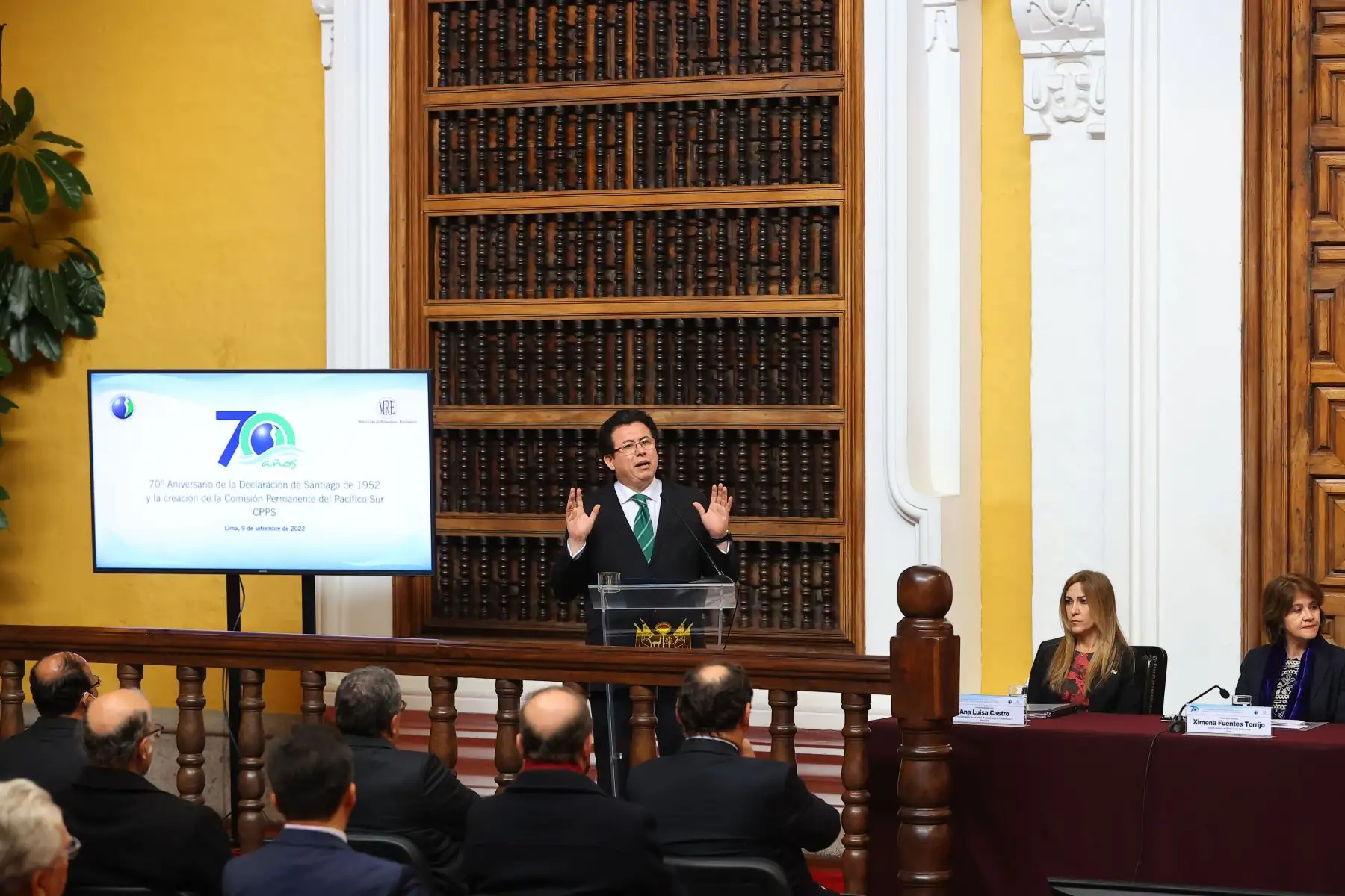 Altos dignatarios de Chile, Colombia, Ecuador, Panamá y el Perú, se reunieron en Lima para conmemorar el 70° Aniversario de la Declaración de Santiago de 1952 y la creación de la Comisión Permanente del Pacífico Sur (CPPS).
Foto: ANDINA/Andrés Valle