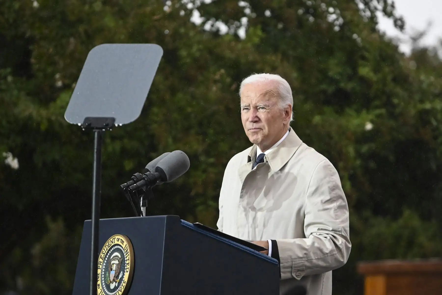 El presidente de los Estados Unidos, Joe Biden, habla durante una ceremonia de recuerdo para conmemorar el 21 aniversario de los ataques del 11 de septiembre, en el Pentágono en Washington, DC, el 11 de septiembre de 2022. Foto: AFP