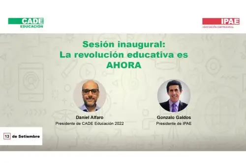 Daniel Alfaro, exministro de Educación y el presidente de IPAE Asociación Empresarial, Gonzalo Galdos, inauguraron la 14 edición del CADE Educativo. ANDINA/ IPAE