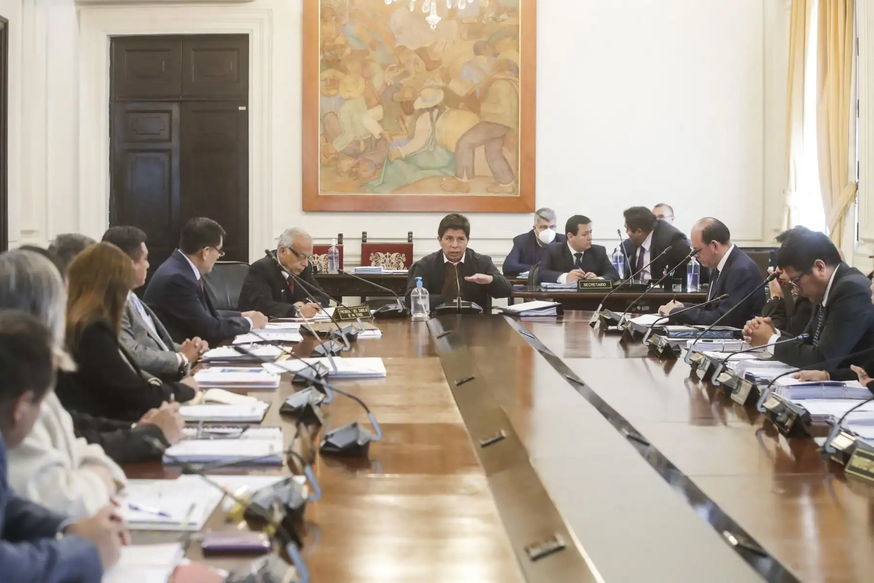 Jefe de Estado Pedro Castillo lidera sesión del Consejo de Ministros. Foto: ANDINA/Prensa Presidencia