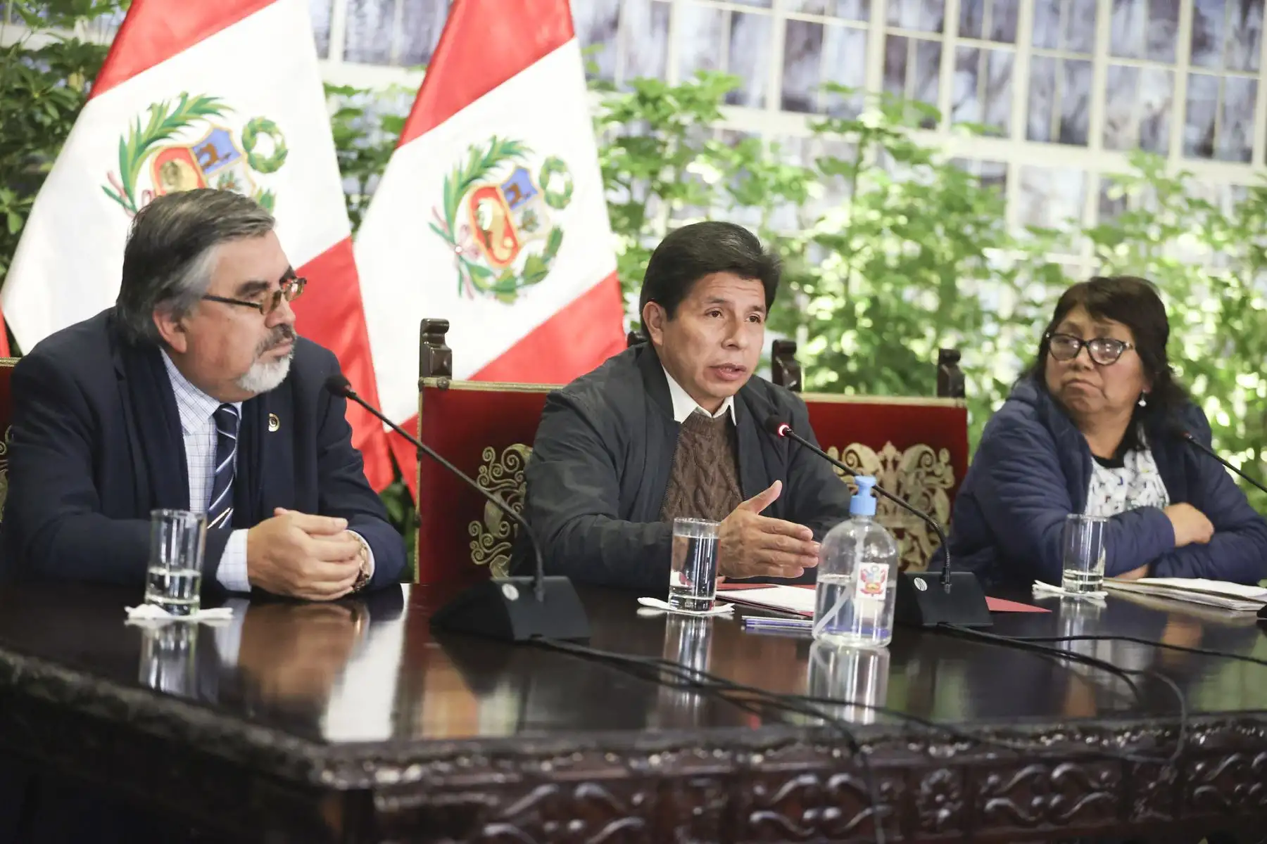 Presidente Pedro Castillo sostiene encuentro con la Federación Nacional de Auxiliares de Educación.
Foto: ANDINA/Prensa Presidencia