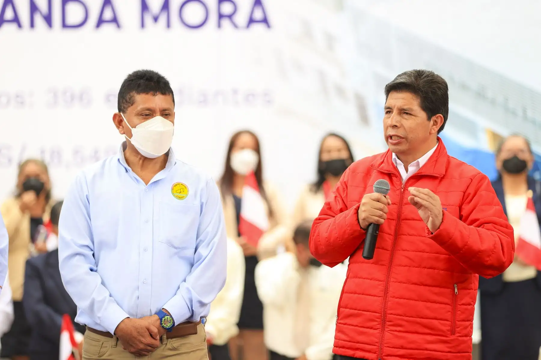 Presidente de la República, Pedro Castillo, en Tumbes inaugura rehabilitación de la I.E. N° 005 Tarcilla de Jesús Granda Mora. Foto: ANDINA/ Prensa Presidencia