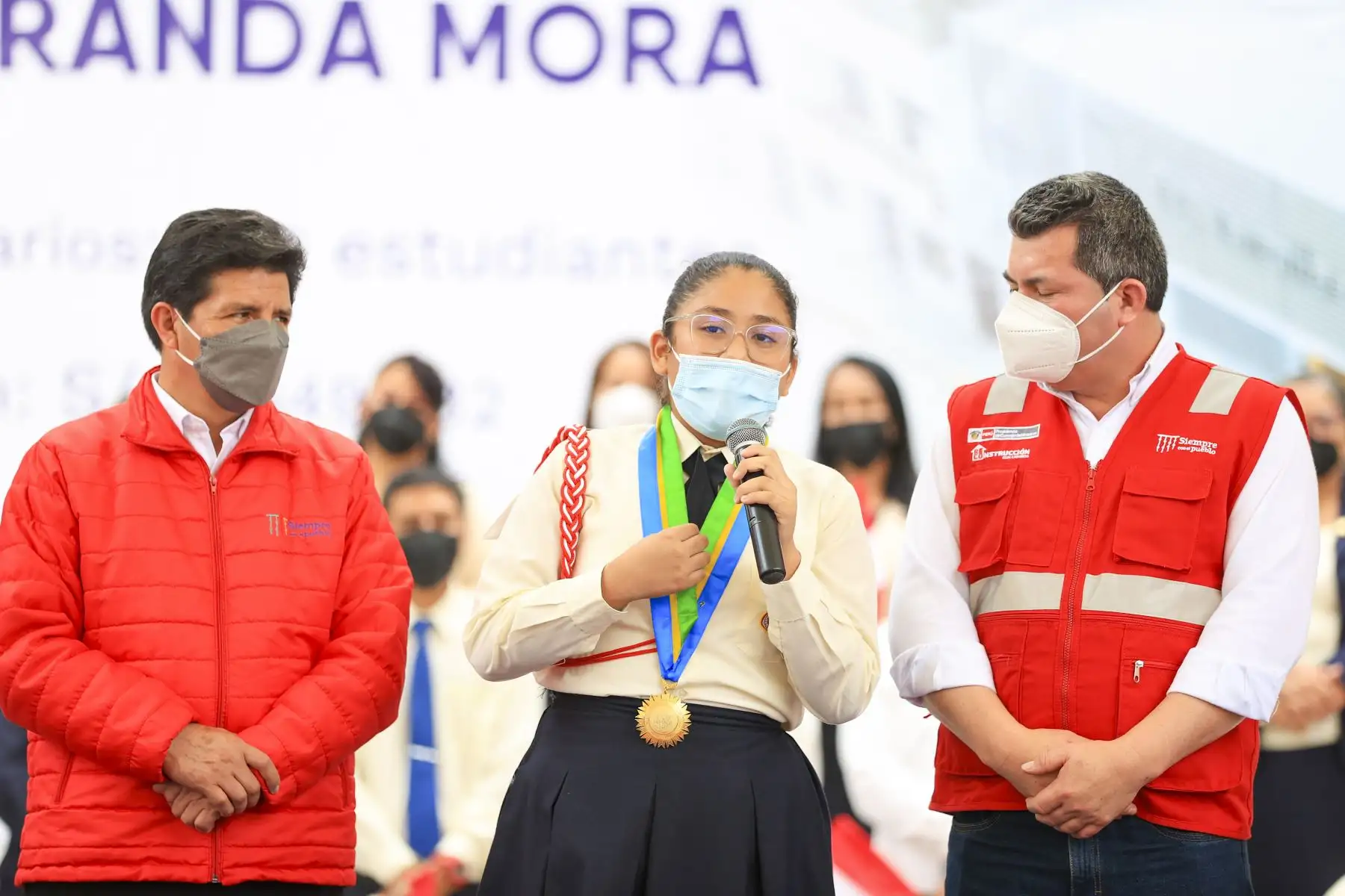 Presidente de la República, Pedro Castillo, en Tumbes inaugura rehabilitación de la I.E. N° 005 Tarcilla de Jesús Granda Mora. Foto: ANDINA/ Prensa Presidencia