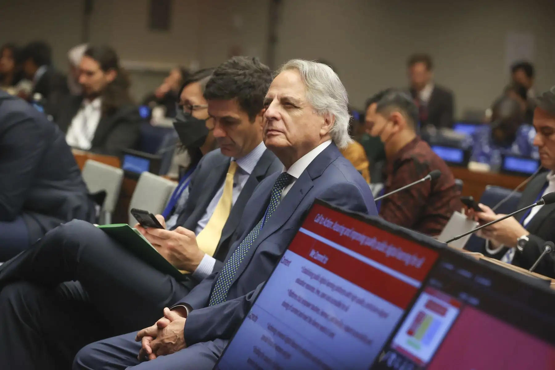 Presidente Pedro Castillo expone sobre aprendizaje y transformación digital en Asamblea General de la ONU. En la imagen, el Embajador Manuel Rodríguez Cuadros, Representante Permanente del Perú, en Asamblea General de la ONU.Foto: ANDINA/Prensa Presidencia/ Vidal Tarqui Palomino