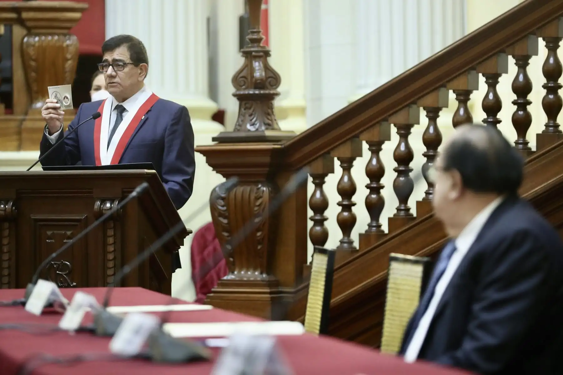 El Presidente del Congreso , José Williams Zapata , participa de la Presentación de la “ Moneda de Plata Conmemorativa por el Bicentenario del Congreso”.
Foto: Congreso