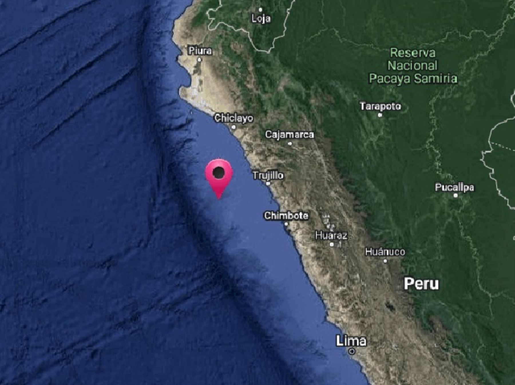 Temblor de magnitud 4.7 se registra esta tarde en el mar de Trujillo.