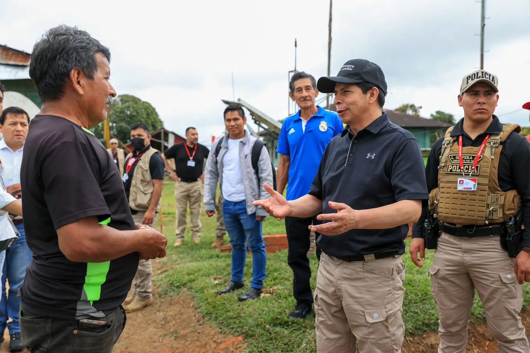 El presidente de la República, Pedro Castillo, recorrió instalación militar en Güepí, zona de frontera de Perú, Ecuador y Colombia. Foto: ANDINA/Prensa Presidencia