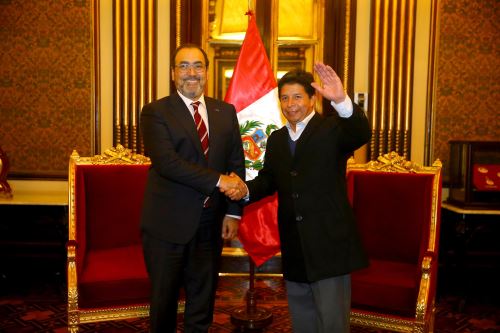 Presidente  Pedro Castillo sostiene reunión con el presidente ejecutivo de la Corporación Andina de Fomento , Sergio Díaz Granados