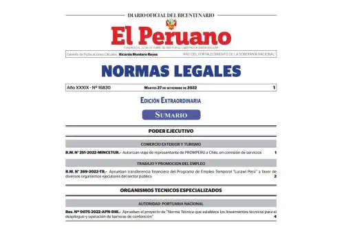 Normas extraordinarias del Diario Oficial El Peruano.