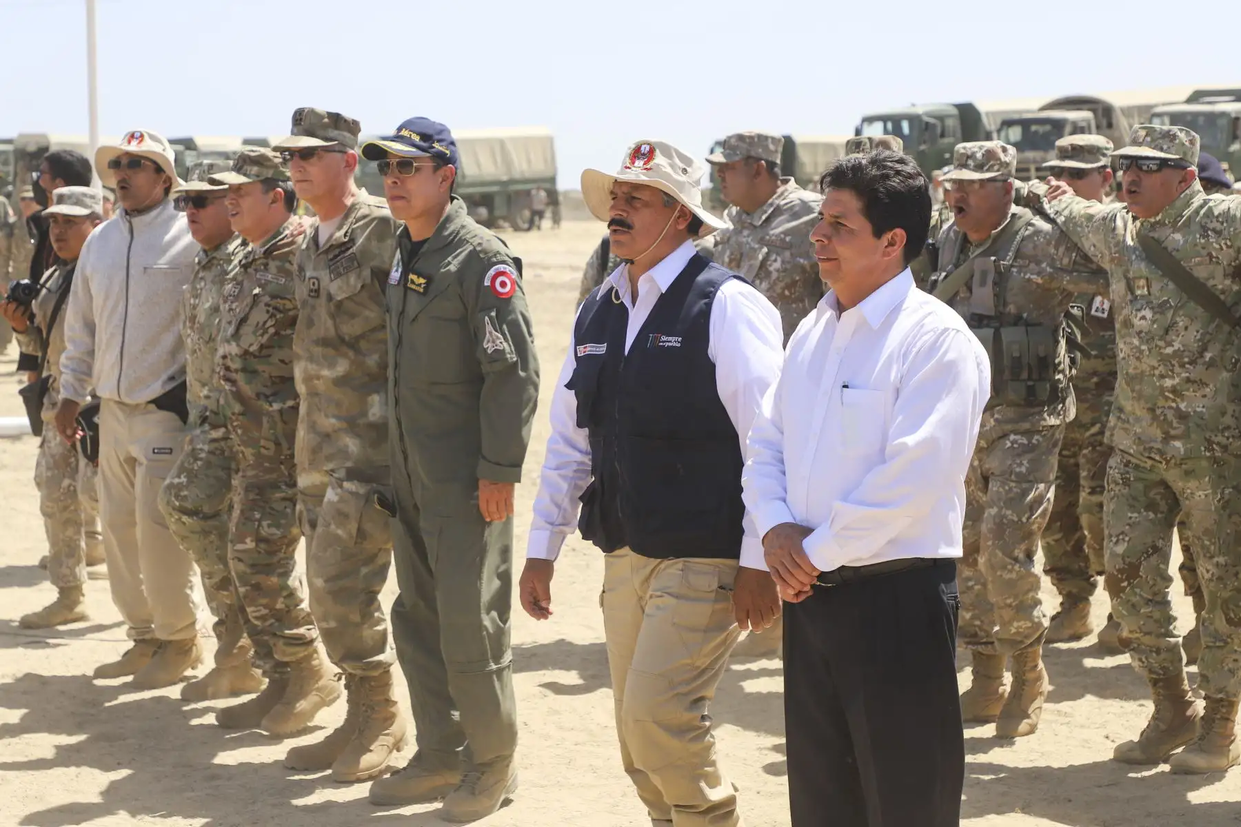 Presidente Pedro Castillo participó en la ceremonia de ejecución de maniobras tácticas “Fortaleza 2022”, en Piura. Foto: ANDINA/ Prensa Presidencia