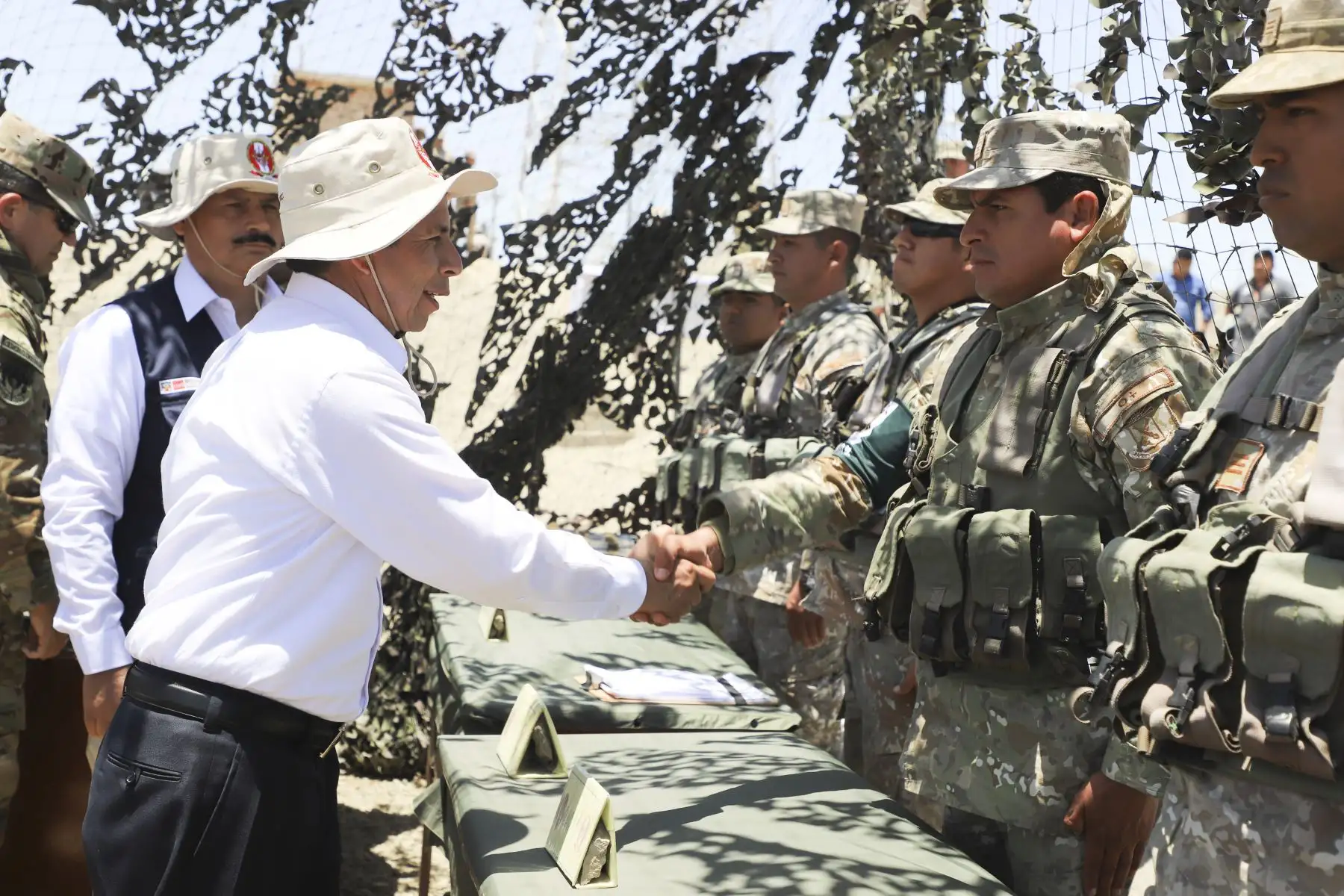 Presidente Pedro Castillo participó en la ceremonia de ejecución de maniobras tácticas “Fortaleza 2022”, en Piura. Foto: ANDINA/ Prensa Presidencia