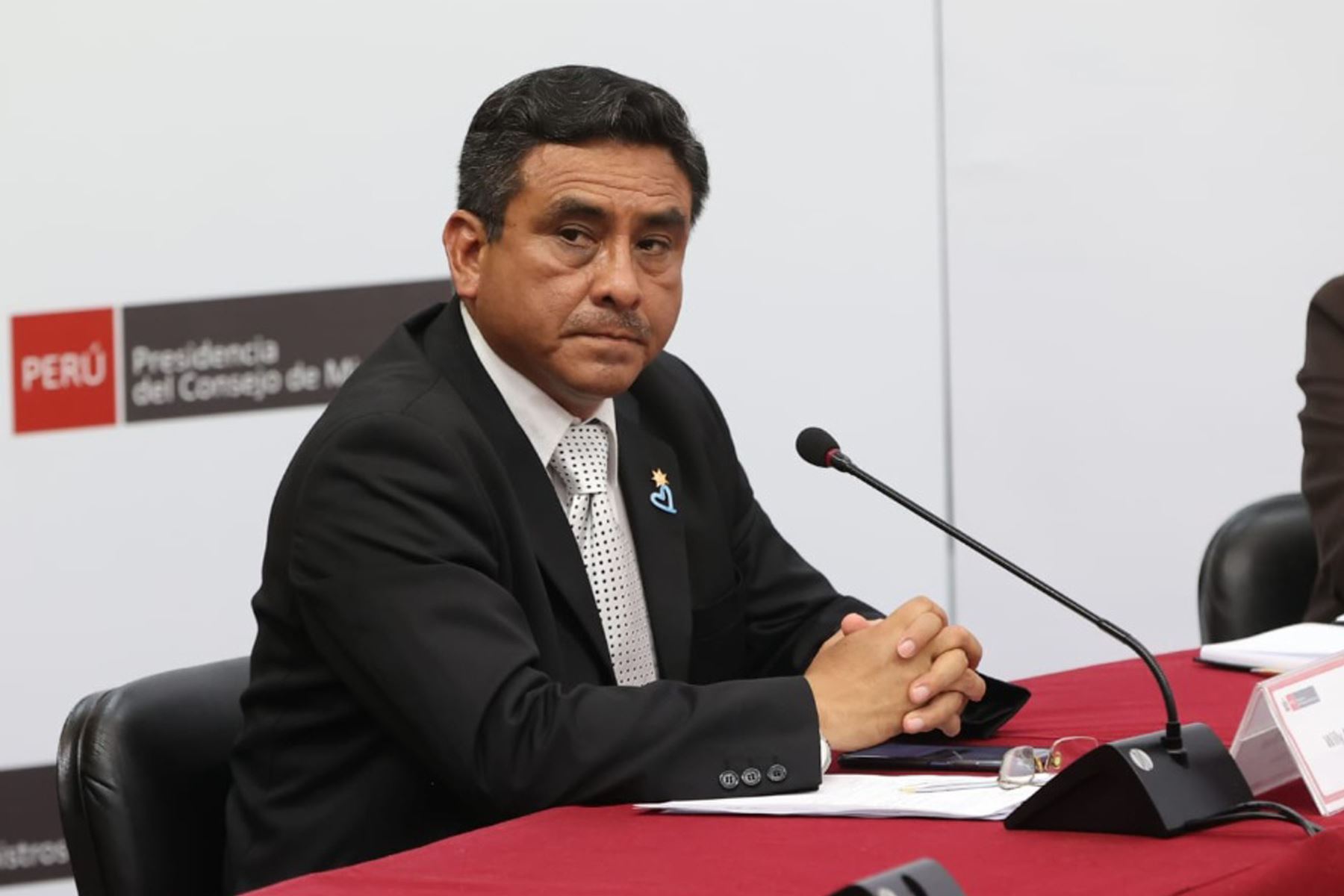 Ministro del Interior, Willy Huerta, en representación del Poder Ejecutivo, brinda una conferencia de prensa, para informar sobre aspectos de interés nacional.
Foto: PCM