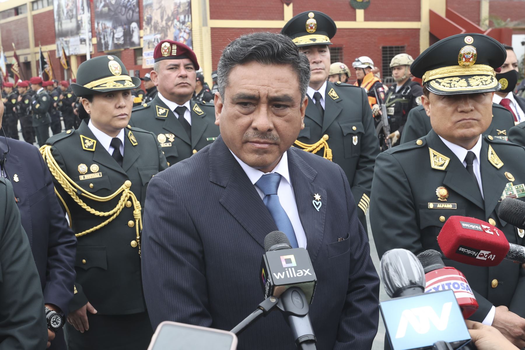 El ministro del Interior, Willy Huerta, declara a la prensa.
Foto: ANDINA/Vidal Tarqui
