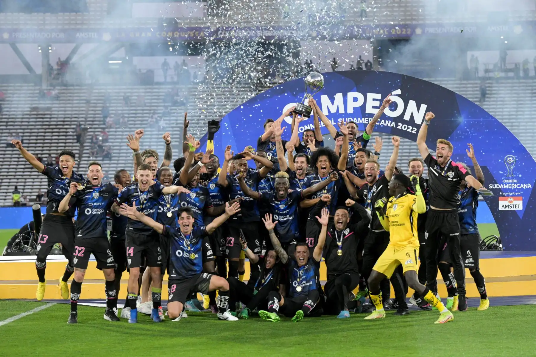 Independiente del Valle ganó 2-0 a Sao Paulo y se coronó campeón de la Copa Sudamericana, en el estadio Mario Alberto Kempes, en Argentina. Foto: AFP