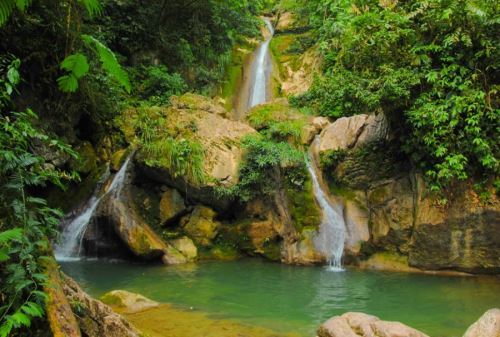 La catarata Santa Carmen se ubica a casi 8 Kilómetros al sureste de la ciudad de Tingo María, en la localidad de Santa Carmen y a una altitud de 830 metros sobre el nivel del mar.