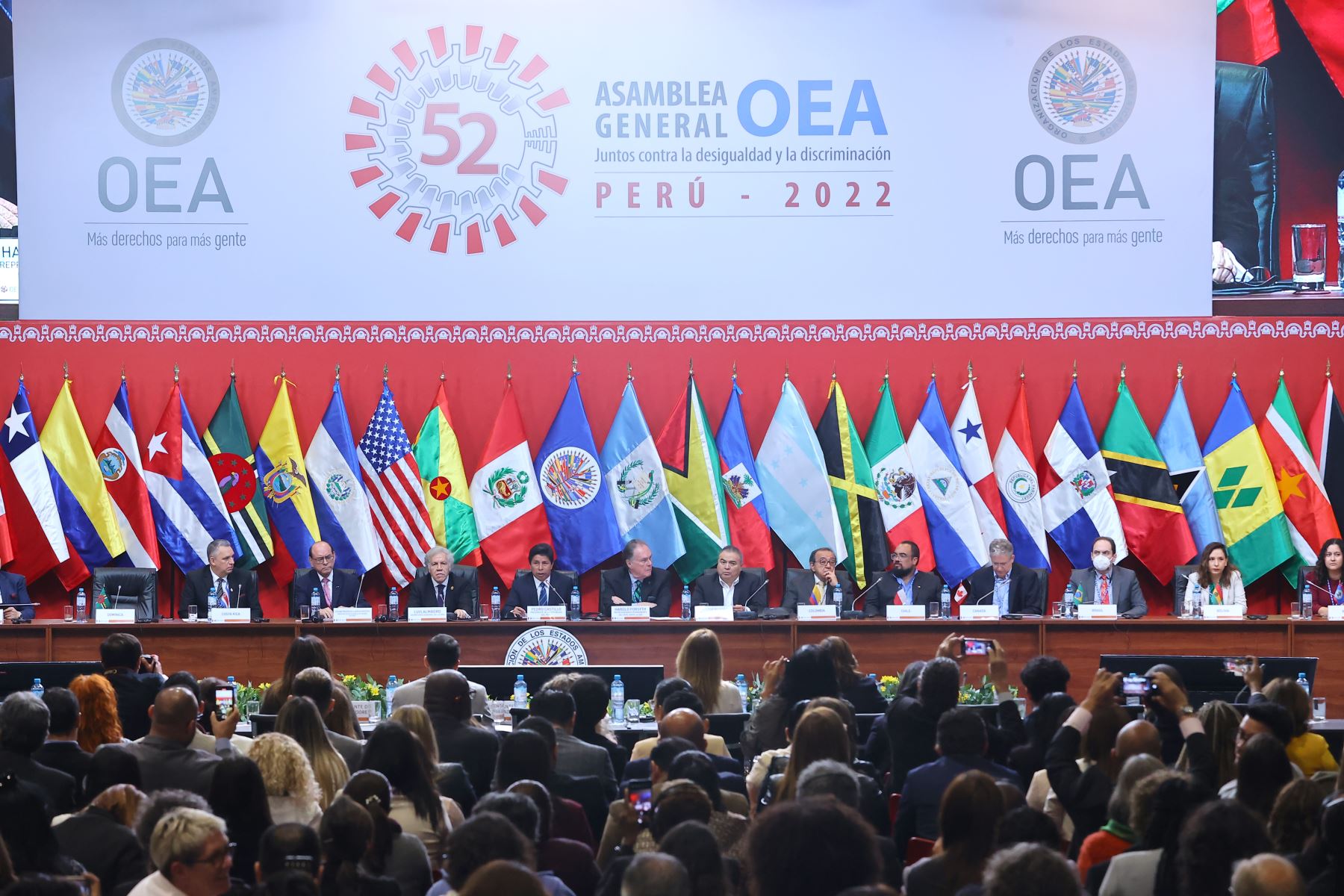 Presidente de la República Pedro Castillo inauguró la 52 Asamblea General de la OEA en Lima.Foto: ANDINA/Andrés Valle