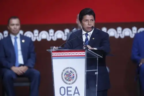 Presidente Pedro Castillo, inaugura 52° Asamblea General de la OEA. Foto: ANDINA/Renato Pajuelo
