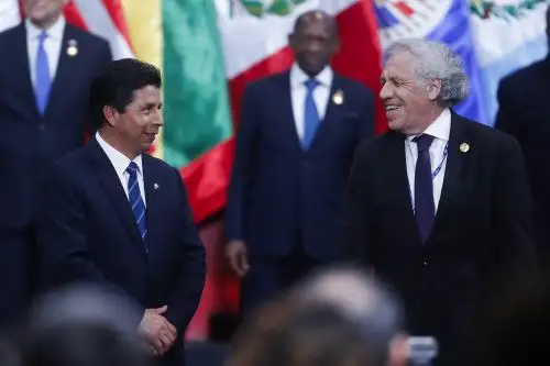 Presidente Pedro Castillo y secretario general de la OEA, Luis Almagro. ANDINA/Renato Pajuelo