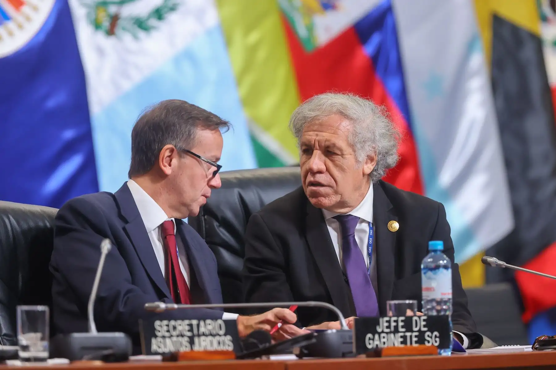 Con la participación de las delegaciones integrantes de la OEA se dio inicio a la primera sesión plenaria en donde el canciller, César Landa, fue elegido para presidir la reunión en representación del Perú.

Foto: ANDINA/Andrés Valle