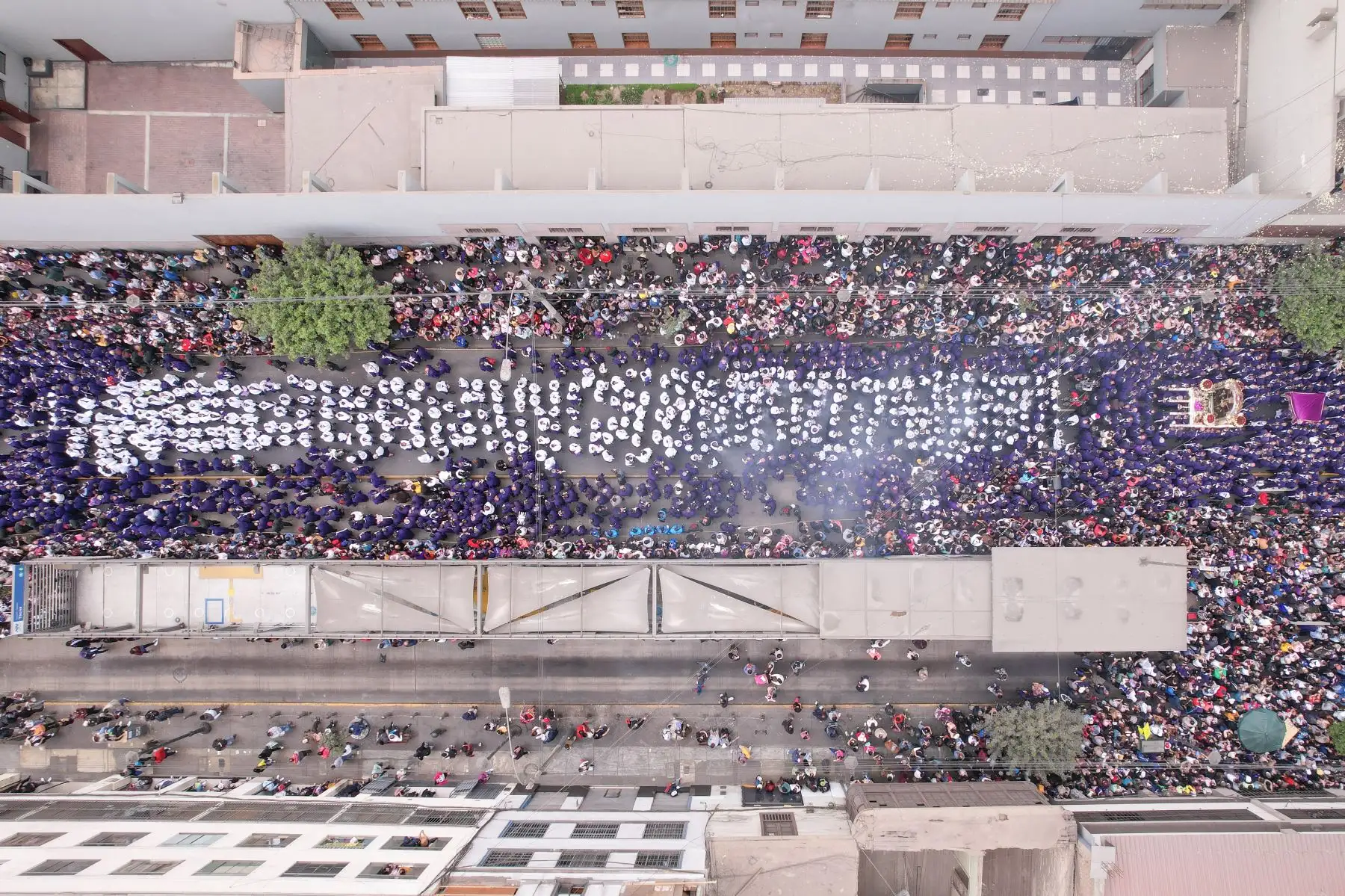 Imagen del Señor de los Milagros recorre nuevamente las calles de Lima tras más de dos años de pandemia. Foto: ANDINA/Renato Pajuelo