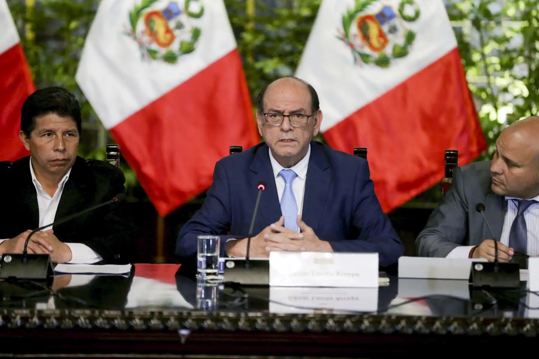Conferencia de prensa del Presidente de la República acompañado del Consejo de Ministros.

Foto: ANDINA/Prensa Presidencia