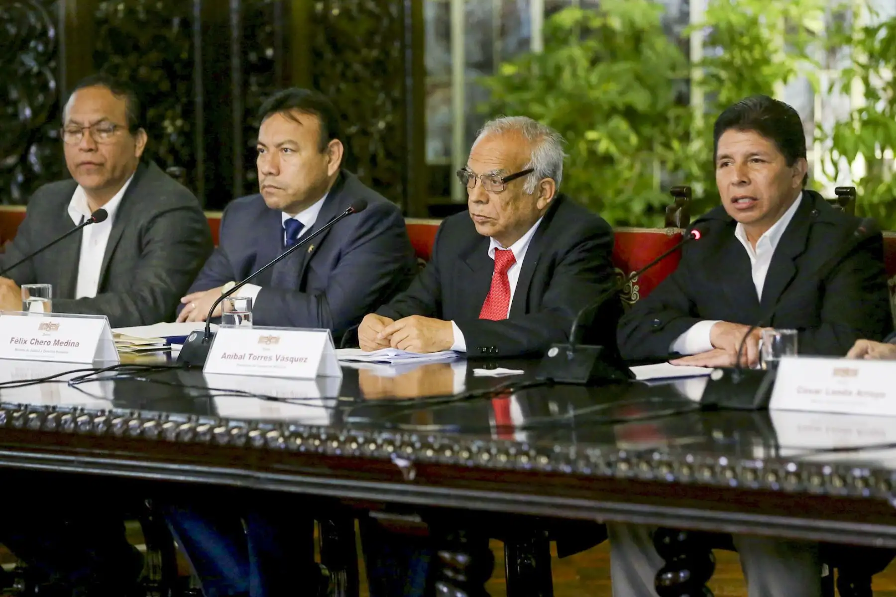 Conferencia de prensa del Presidente de la República acompañado del Consejo de Ministros.

Foto: ANDINA/Prensa Presidencia