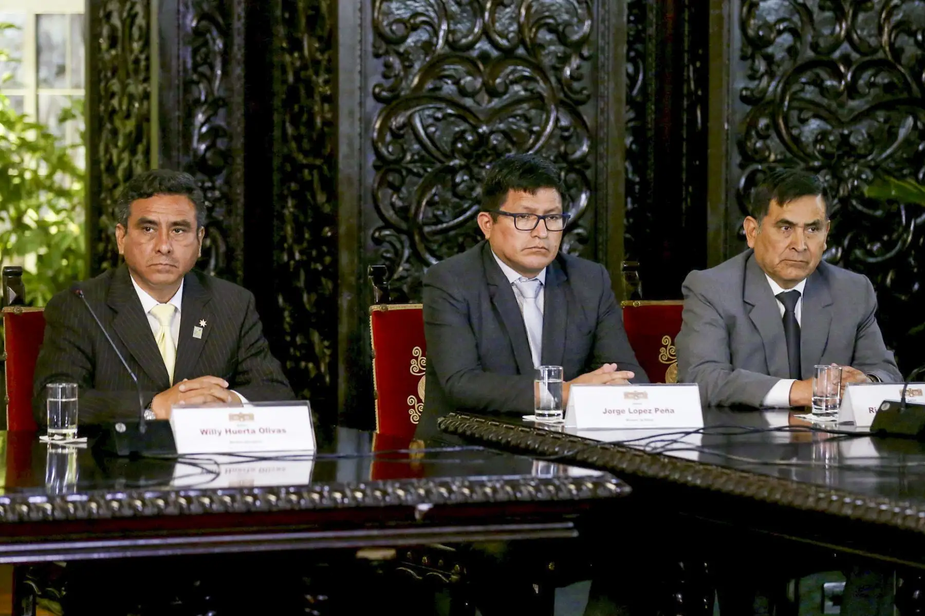 Conferencia de prensa del Presidente de la República acompañado del Consejo de Ministros.

Foto: ANDINA/Prensa Presidencia