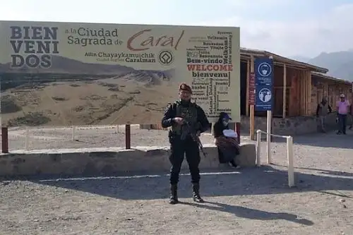 Resguardo policial será permanente en la ciudad sagrada de Caral. Foto: Ministerio del Interior/difusión.