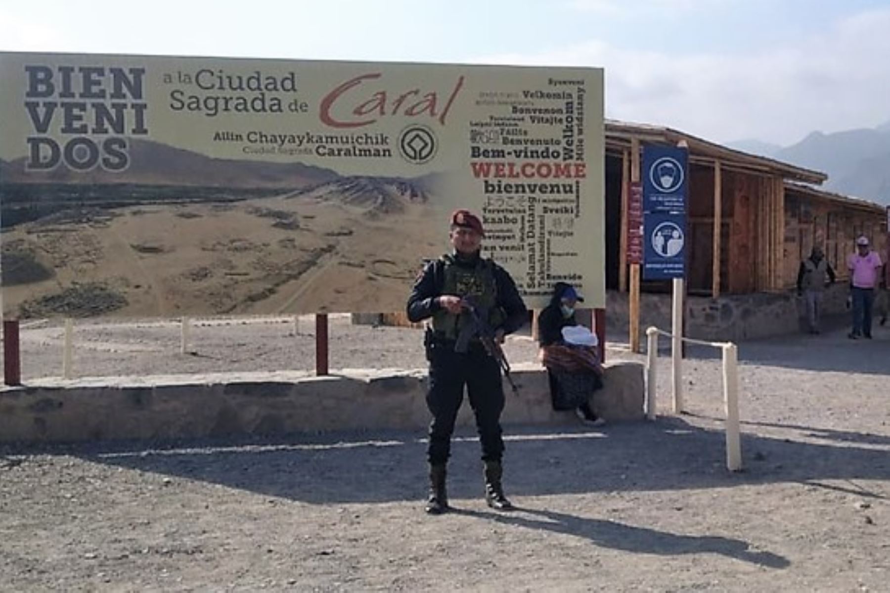 Resguardo policial será permanente en la ciudad sagrada de Caral. Foto: Ministerio del Interior/difusión.