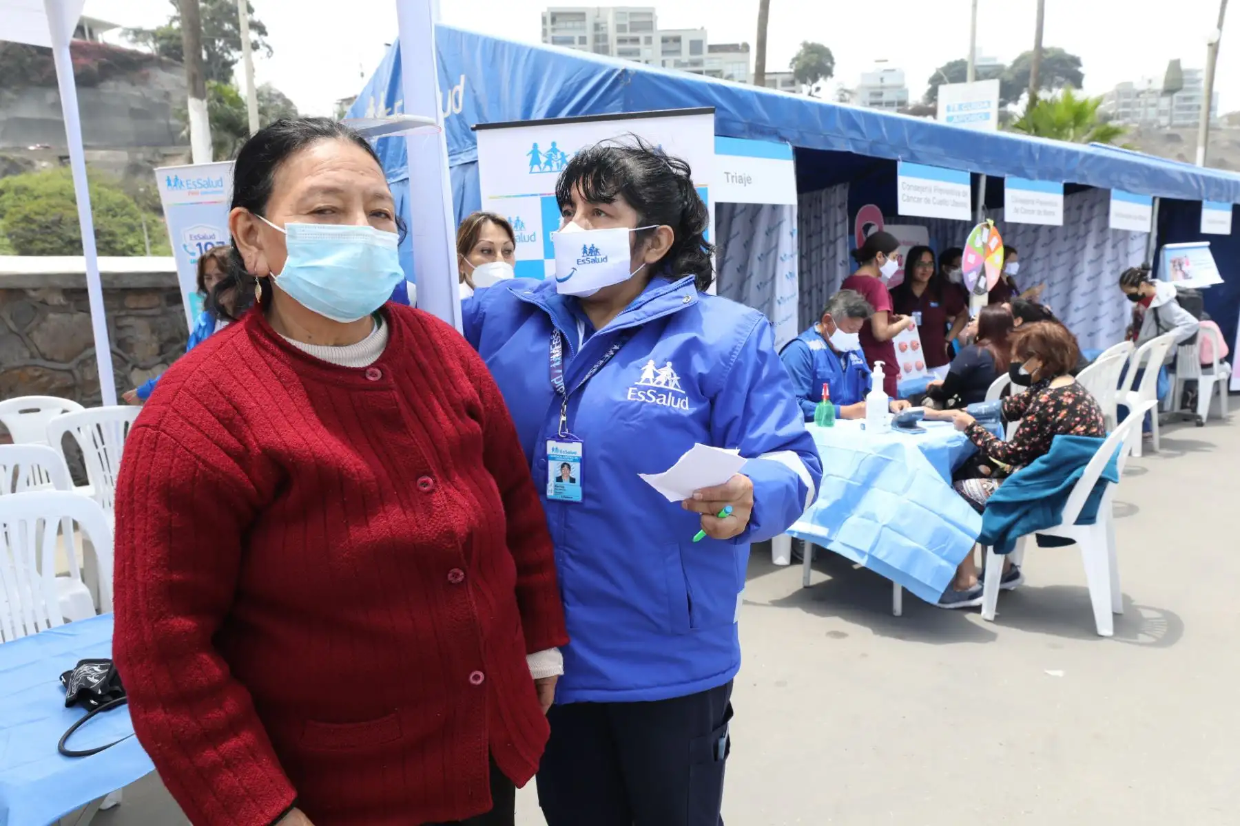 Un grupo de mujeres nadadoras, entre las que figuran pacientes que vencieron el cáncer de mama, se sumaron a la campaña preventiva que promueve EsSalud contra ese mal oncológico y formaron un lazo de color rosa en el mar de la playa Agua Dulce, en Chorrillos. Foto: EsSalud