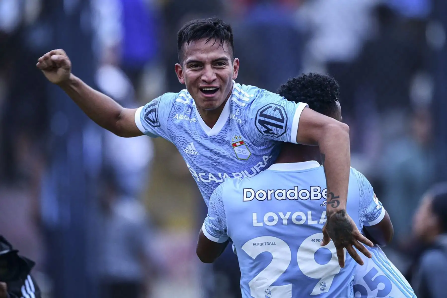 Martín Tavara de Sporting Cristal celebra tras anotar ante Sport Boys por la jornada 16 de la Liga 1, en el Estadio Iván Elías Moreno. Foto: Liga 1