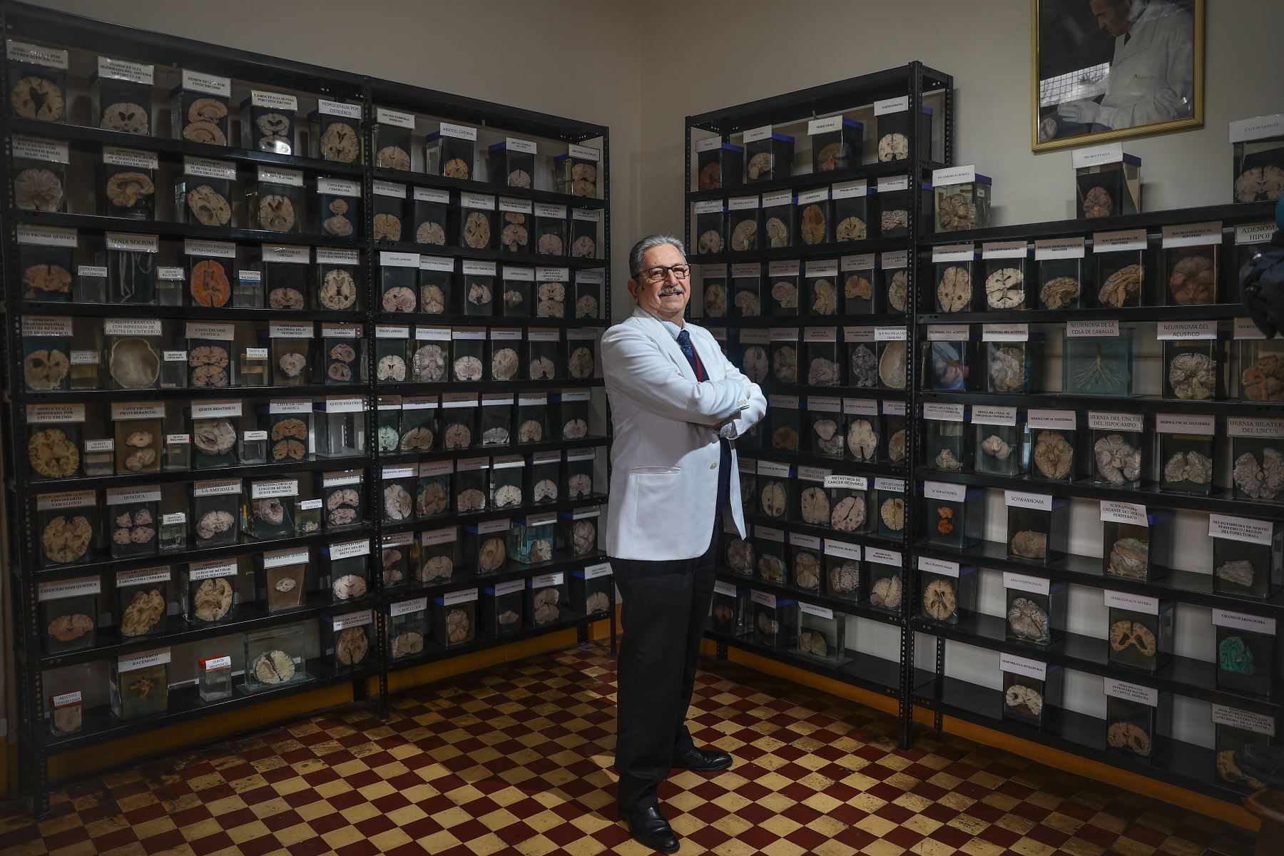 El neurocirujano Jorge Medina Rubio en el Museo del Cerebro. Es director del INCN, por tercera vez, y promueve la creación del Centro de neurociencias, neurocirugía y neurología en el país. ANDINA/Andrés Valle