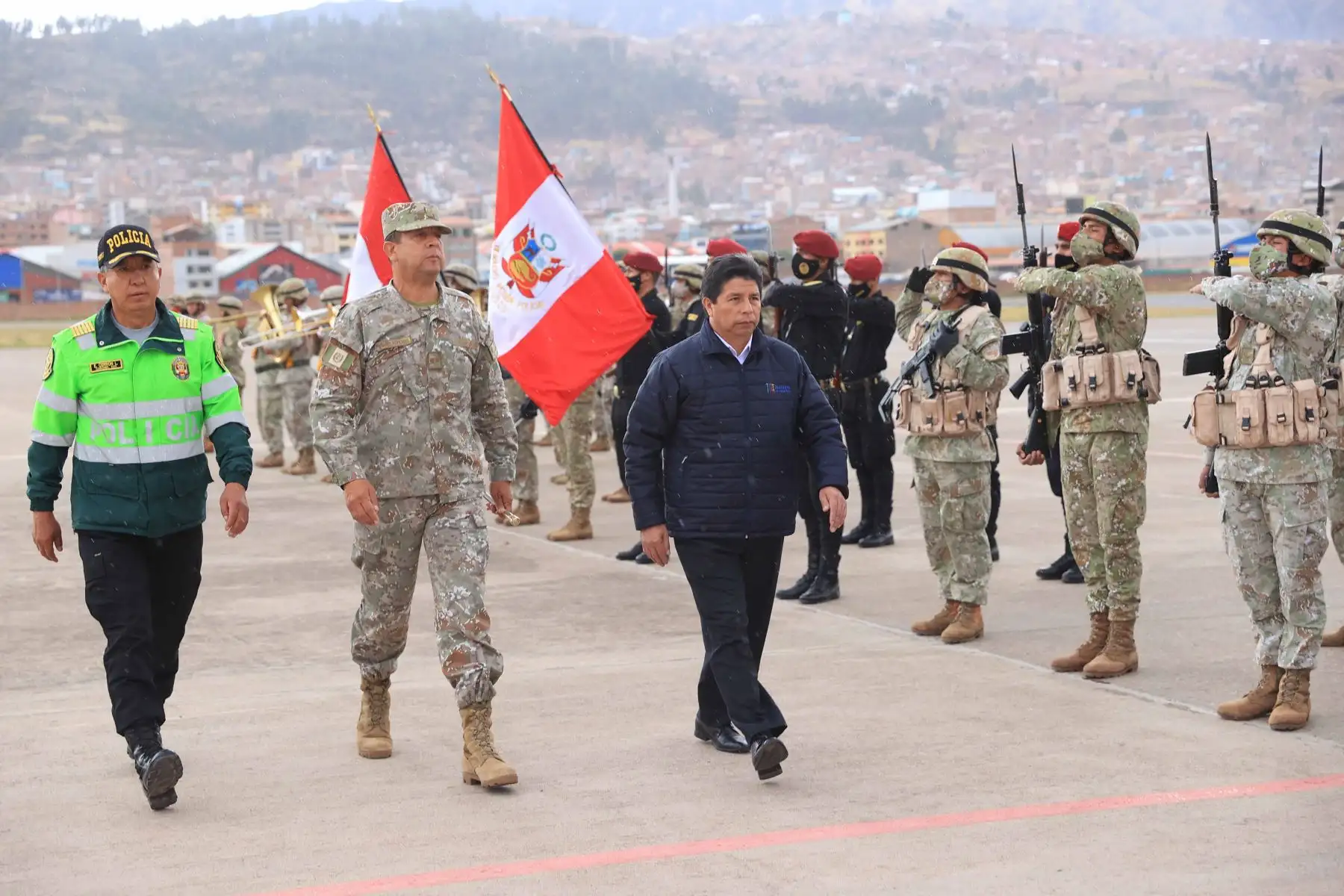 El presidente Pedro Castillo llegó a la ciudad de Cusco, en la sierra sur del país, para la firma de contrato e inicio de obra del hospital Antonio Lorena. Foto: ANDINA/ Prensa Presidencia