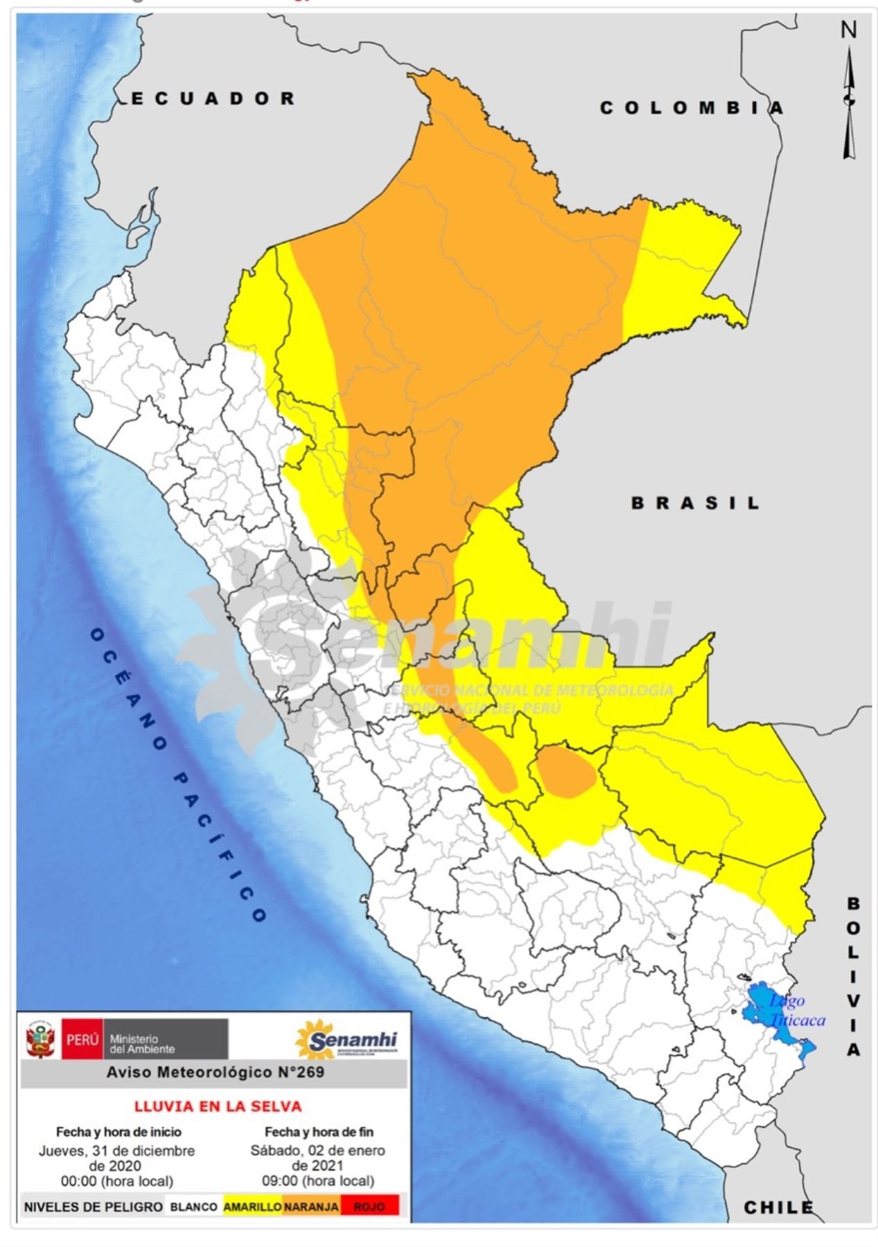 Alerta naranja en la Selva: Senamhi pronostica lluvias de moderada a fuerte intensidad.