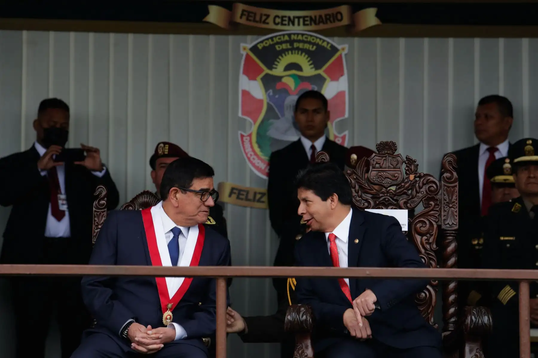 El presidente de la República, Pedro Castillo lidera ceremonia por 100° aniversario de la Dirección de Seguridad del Estado de la Policía Nacional del Perú. Foto: ANDINA/Prensa Presidencia