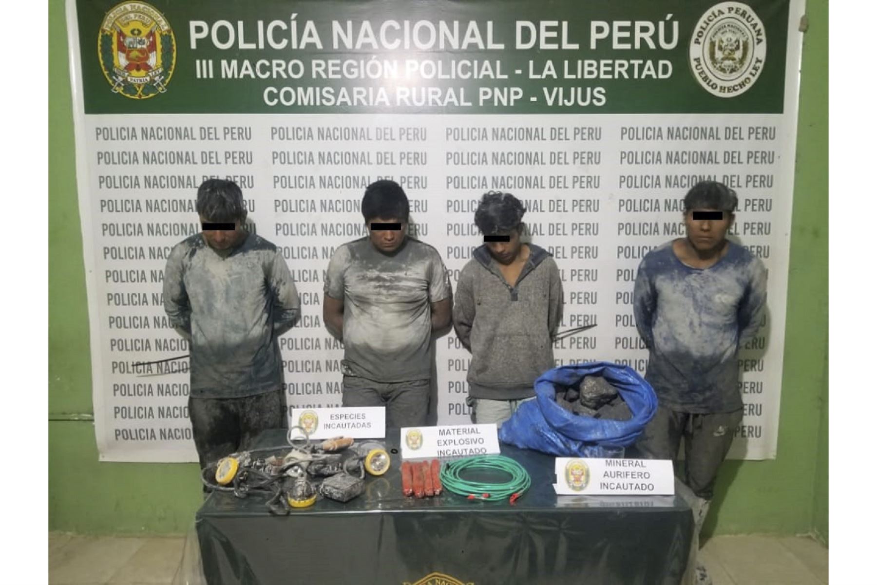La Policía Nacional hizo detenciones por el presunto hurto de material aurífero en la provincia de Pataz, región La Libertad. Foto: ANDINA/Difusión