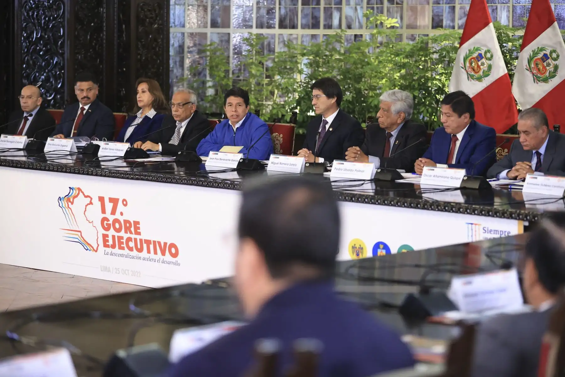 El presidente Pedro Castillo, inaugura Sesión Plenaria del 17 º GORE Ejecutivo, junto a Gabinete Ministerial y gobernadores de todas las regiones del país. Actividad se realiza en el Gran Comedor de Palacio de Gobierno. Foto: ANDINA/Prensa Presidencia