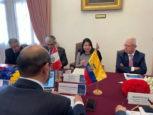 Vicecanciller Ana Cecilia Gervasi, en reunión oficial en Quito. ANDINA/Difusión