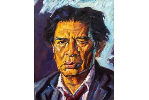 Retrato de Víctor Humareda, óleo sobre tela del pintor  Bruno Portuguez. Imagen: Cortesía Bruno Portuguez.