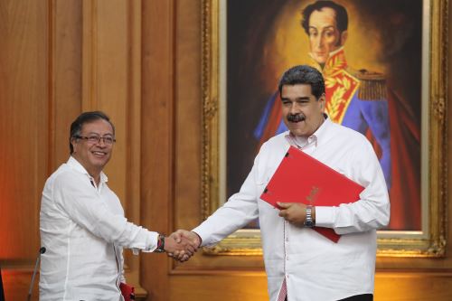 Encuentro de los presidentes Gustavo Petro y Nicolás Maduro en Caracas, en 2022 (archivo). Foto: EFE